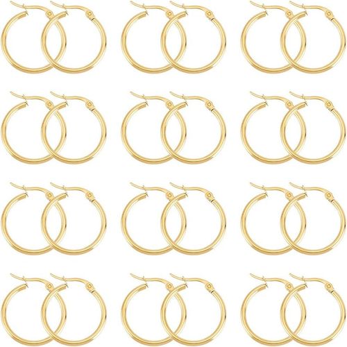 Meimieshop-Huggie Boucles D'oreilles Créoles Dorées Boucles D'oreilles Créoles Acier Inoxydable Broche Boucles D'oreilles Ensemble