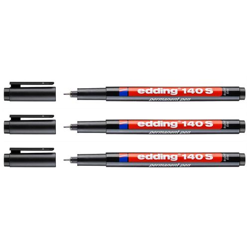 Edding Lot De 3 Feutres Permanent 140 S Noir Pointe Extra Fine 0,3 Mm