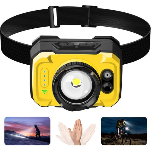 Meimieshop-Lampe Frontale Rechargeable Lampe Frontale Led Ultra Puissante Avec Détecteur De Mouvement/ 11 Modes D'éclairage/Fonction Zoom/ 75° Angle Réglable,Lampe Torche Frontale Pour Running,Camping,Pêche