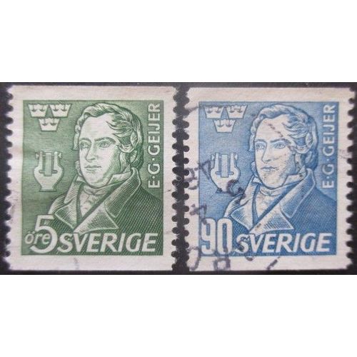 Suede N°328 Et 329 Erik Gustaf Oblitérés