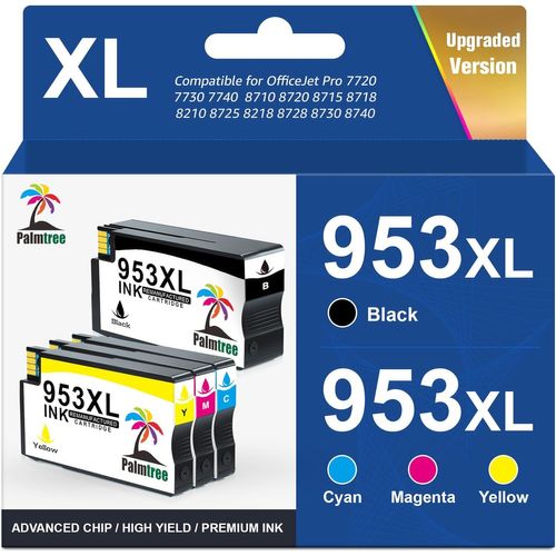 YEMAESRE-953Xl 953 Xl Remanufacturé Cartouche D'Encre Pour Cartouche 953 Xl Compatible Pour Officejet Pro 8720 8730 7740 7720 7730 8210 8718 8710 8725 8715 8728 8218 8719 8740 (Pack De 4)