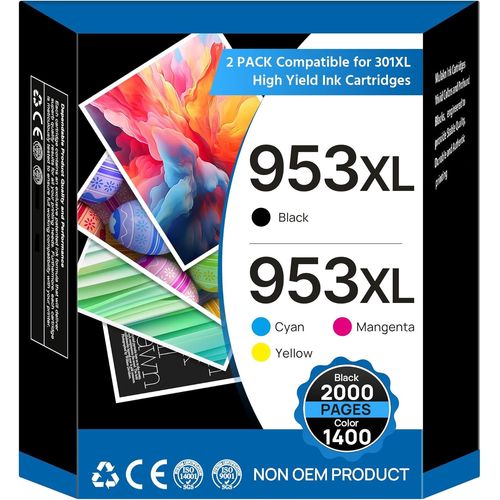 YEMAESRE-Cartouche 953Xl 953 Xl Compatible Pour 953 Xl Compatible Pour Officejet Pro 7740 8720 7720 8710 8725 8730 8715 8725 7730 8210 8715 8218 8719 8710 8740 (Pack De 4 Cartouches)