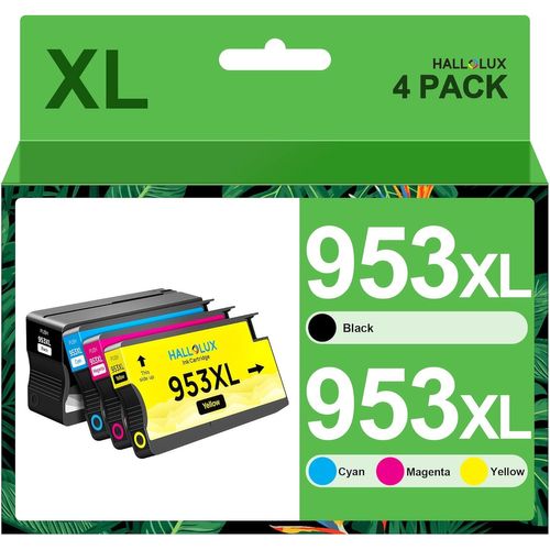 YEMAESRE-953Xl 953 Xl Cartouches D'Encre Remplacement Pour 953 Xl Pour Officejet Pro 8720 8730 7740 7730 7720 8718 8725 8715 8728 8218 8719 8740 8210 8216 8710 (Noir Cyan Magenta Jaune, 4 Pack)