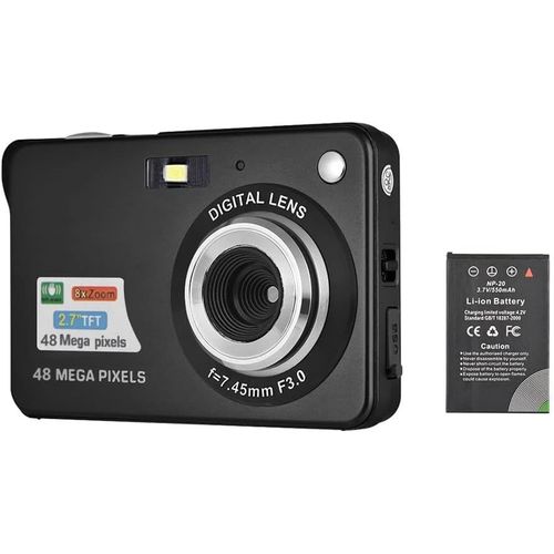18M 720P Hd Appareil Photo Numérique Caméscope Avec 2Pcs Batteries Rechargeables 8X Zoom Numérique Anti-Shake 2.7Inch Écran Lcd Enfants Cadeau De Noël (Noir)