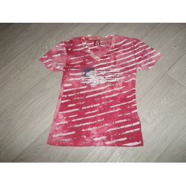 Tee Shirt Lulu Castagnette Rouge Rose Délavé Blanc Et Multicolore 38 Tbe