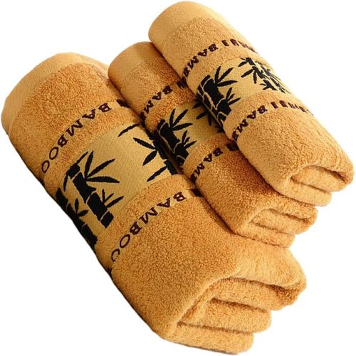 -Serviettes De Salle De Bain En Fibre De Bambou Douces Et Absorbantes Pour Vous Faire Plaisir, Serviettes De Salle De Bain De Épaisses Et Absorbantes, Jaune