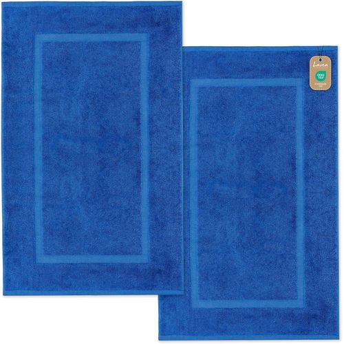 Tapis De Bain 2x50x80 Cm Série Elena - Super Absorbant Et Doux Pour La Peau - Tapis De Douche, Sol Et Toilette En Éponge Coton 100% - Bleu Roi