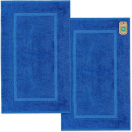 Tapis De Bain 2x50x80 Cm Série Elena - Super Absorbant Et Doux Pour La Peau - Tapis De Douche, Sol Et Toilette En Éponge Coton 100% - Bleu Roi