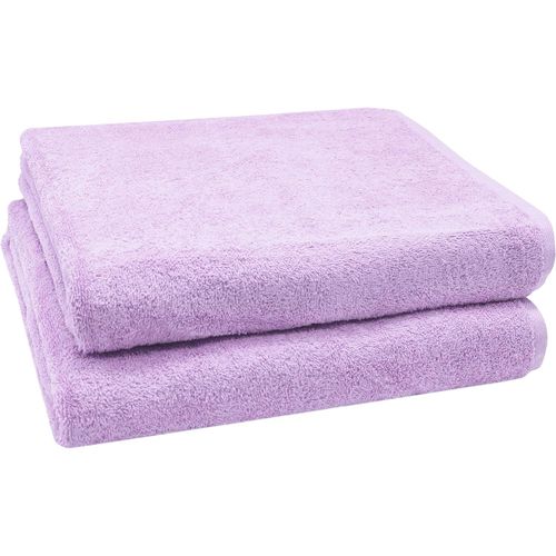 Set De 2 Serviettes De Bain, Serviettes De Douche, 100x150 Cm, Coton, Violet