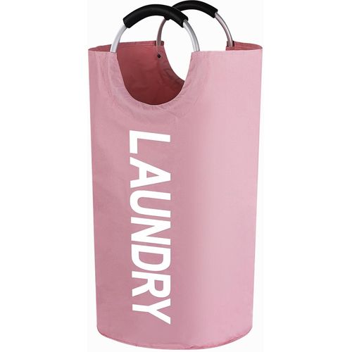 Panier À Linge Pliable, 90L Panier À Linge Avec Poignée, Sac À Linge En Tissu Oxford, Corbeille À Linge Portable, Collecteur De Bouteilles - Rose