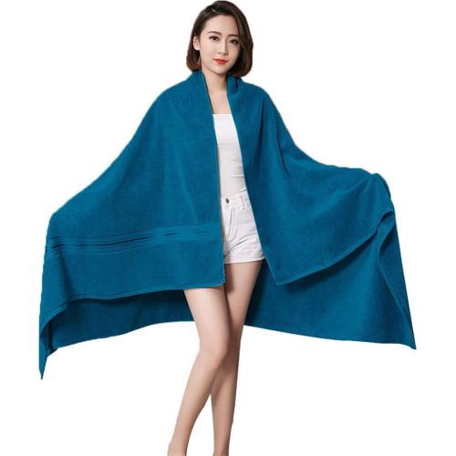 Lot De 3 Serviettes De Bain, Ensemble De Linge De Bain 100% Coton, Ensemble De Salle De Bain Très Absorbant Pour La Maison Et Le Spa, Hôtel. (Color Blue, Size 90x180cm/35x71 Inches)