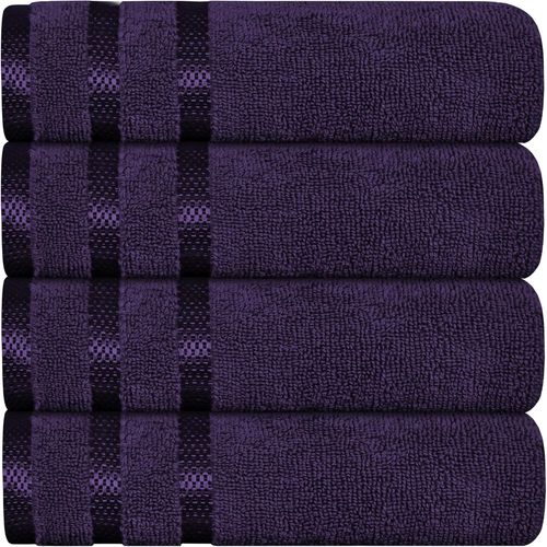 Lot De 10 Serviettes Super Douces - 100 % Coton Absorbants - 550 G/M² - 2 Serviettes De Bain, 2 Mains, 4 Vi , 2 Serviettes De Bain De Luxe Et À Séchage Rapide (Violet, 4 Essuie-Mains)
