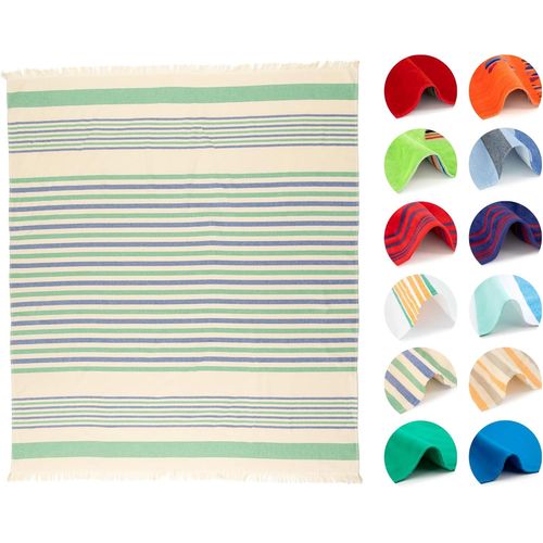 Pareo I Carnota Green 145 X 170 Cm \ Cotton Beach Fouta \ Quick Dry, Compact And Soft \ Ideal For Travel, Swimming Or Summer \ Made In Portugal