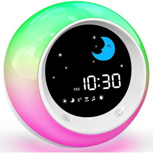 asas456-Reveil Enfant,Lune Et Soleil Entraîneur De Sommeil Pour Enfants Avec Veilleuse,Machine Sonore,Minuterie De Sommeil(2024 Version)