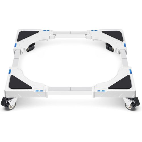 asas456-Support Machine À Laver Réglable En Largeur 40-60Cm,Socle Lave Linge Charge 200Kg,Bases De Réfrigérateur Et Sèche-Linge Avec 4 Roues De Blocage,Anti-Vibration,Réduction Du Bruit,Blanc