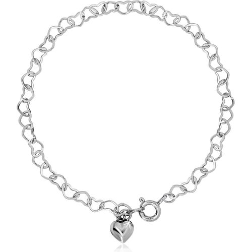 Asas456-Bracelet Femme Argent Parure Bijoux Femme Bracelet Coeur En Argent Sterling 925 Chaine Argent Fine Pendentif Coeur Cadeau Fête Cadeau Femme Cadeau Fille(Chaîne En Coeurs 19,5cm)