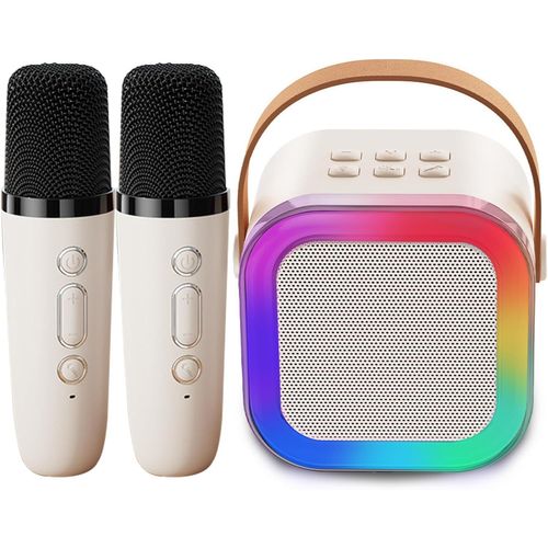 Asas456-Machine De Karaoké Portable,2 Microphones,Haut-Parleur Bluetooth Avec Télécommande Vocale,3 Modes D'éclairage Led,Microphone À Changement De Voix Pour Enfants Adultes,Garçons Et Filles