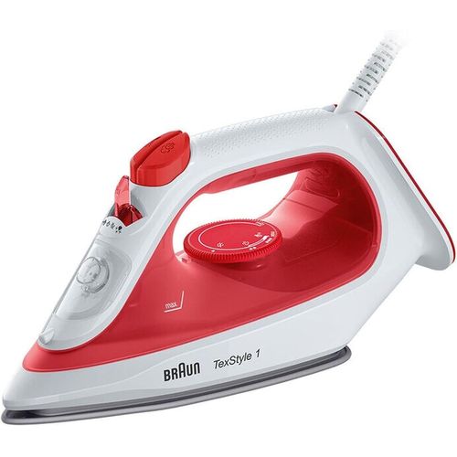 asas456-Texstyle 1 Si 1019,Fer À Repasser À Vapeur,Revêtement Antiadhésif,Thermostat,25 G/Min En Mode Turbo,Capacité Réservoir D'Eau 220 Ml,1900 W,Rouge/Blanc