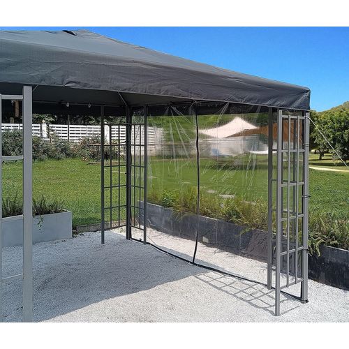 Asas456-1 Panneau Latéral Avec Fermeture Éclair 300 X 200cm Pvc Transparent Pour Tonnelle 3 X 3 M Avec Élastiques De Serrage