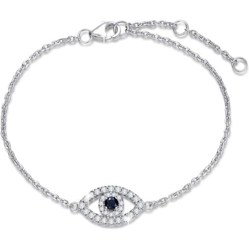 Asas456-Mauvais Oeil Charme Bracelet En Argent Sterling 925 Avec Bleu/Noir Zircone Cubique Bijoux Pour Femme Filles-Chaîne Ajustable: 17 + 3cm