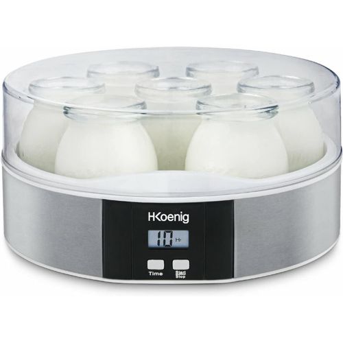 asas456-Yaourtière 7 Pots Ely70,Capacité 7 X 160 Ml,Programmable Jusqu'À 15H,Écran Lcd,Corps En Acier Inoxydable,Compatible Au Lave Vaisselle,Arrêt Automatique,Puissance 15 W