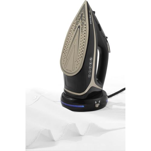asas456-Pf0987Vdeeu7 Fer À Repasser Vapeur Sans Fil-Design 2 Po 1,2600 W,Semelle En Céramique,Température Réglable,Réservoir 300 Ml,Anti-Calcaire / Anti-Goutte,Jet De Vapeur 140G,Platine / Noir