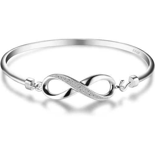 Asas456-Infini N?ud Bracelet Jonc Cubique Zircon En Argent Sterling 925 Pour Femme,Bracelet Love Infinity Bracelet Pour Fille,Ensemble Parure De Bijoux Cadeau D'anniversaire