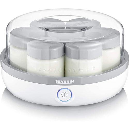 asas456-Yaourtière Pratique Et Compacte,Machine À Yaourt Maison 13 W,Yaourtière Électrique Et 7 Pots De Yaourt En Verre De 150 Ml Avec Couvercle,Garanti Sans Bpa,Blanc/Gris,Jg 3518