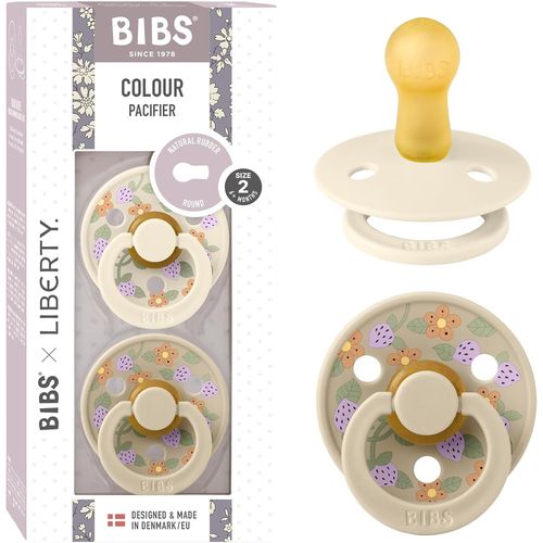 Colour Liberty Tétine. Lot De 2 Sucettes. Sans Bisphénol A, Téterelle Ronde. Latex De Caoutchouc Naturel, Fabriqué Au Danemark, Taille 2 (6-18 Mois), Strawberries And Cream Ivory Mix