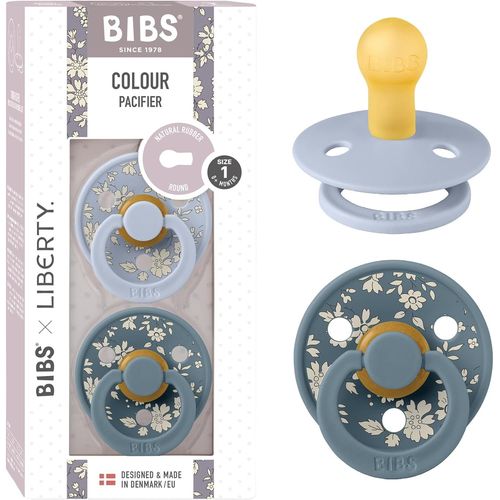 Colour Liberty Tétine. Lot De 2 Sucettes. Sans Bisphénol A, Téterelle Ronde. Latex De Caoutchouc Naturel, Fabriqué Au Danemark, Taille 1 (0-6 Mois), Capel Dusty Blue