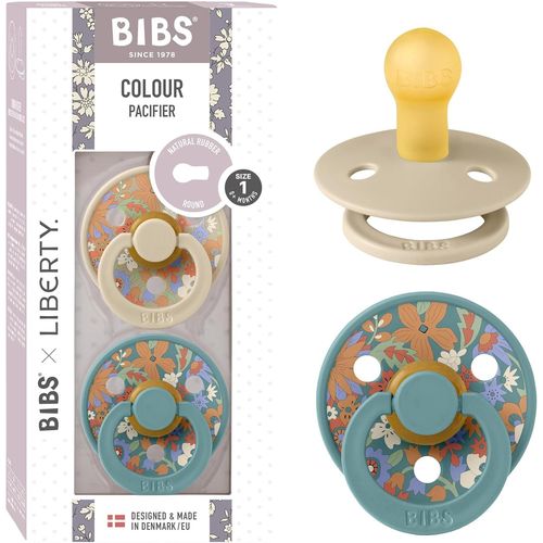 Colour Liberty Tétine. Lot De 2 Sucettes. Sans Bisphénol A, Téterelle Ronde. Latex De Caoutchouc Naturel, Fabriqué Au Danemark, Taille 1 (0-6 Mois), June Blossom Vanilla Hush Mix