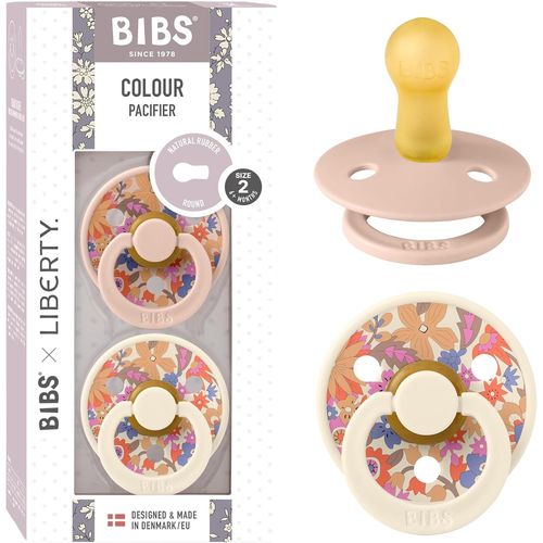 Colour Liberty Tétine. Lot De 2 Sucettes. Sans Bisphénol A, Téterelle Ronde. Latex De Caoutchouc Naturel, Fabriqué Au Danemark, Taille 2 (6-18 Mois), June Blossom Blush Mix