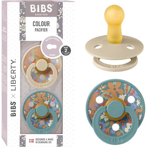 Colour Liberty Tétine. Lot De 2 Sucettes. Sans Bisphénol A, Téterelle Ronde. Latex De Caoutchouc Naturel, Fabriqué Au Danemark, Taille 2 (6-18 Mois), June Blossom Vanilla Hush Mix