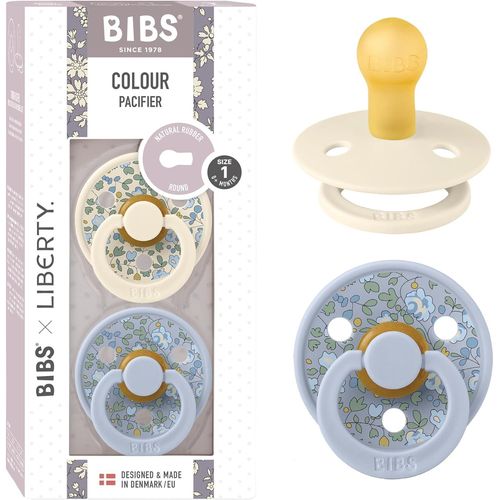 Colour Liberty Tétine. Lot De 2 Sucettes. Sans Bisphénol A, Téterelle Ronde. Latex De Caoutchouc Naturel, Fabriqué Au Danemark, Taille 1 (0-6 Mois), Elo Dusty Blue