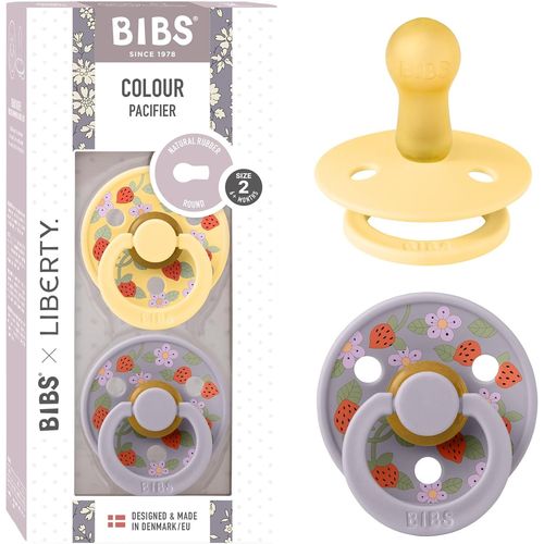 Colour Liberty Tétine. Lot De 2 Sucettes. Sans Bisphénol A, Téterelle Ronde. Latex De Caoutchouc Naturel, Fabriqué Au Danemark, Taille 2 (6-18 Mois), Strawberries And Cream Pale Butter Mix