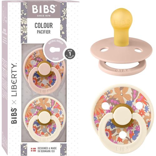 Colour Liberty Tétine. Lot De 2 Sucettes. Sans Bisphénol A, Téterelle Ronde. Latex De Caoutchouc Naturel, Fabriqué Au Danemark, Taille 1 (0-6 Mois), June Blossom Blush Mix