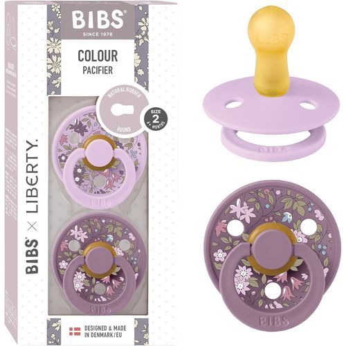 Colour Liberty Tétine. Lot De 2 Sucettes. Sans Bisphénol A, Téterelle Ronde. Latex De Caoutchouc Naturel, Fabriqué Au Danemark, Taille 2 (6-18 Mois), Chamomile Lawn Violet Sky