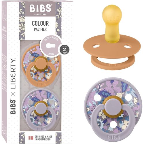 Colour Liberty Tétine. Lot De 2 Sucettes. Sans Bisphénol A, Téterelle Ronde. Latex De Caoutchouc Naturel, Fabriqué Au Danemark, Taille 2 (6-18 Mois), June Blossom Pumpkin Mix