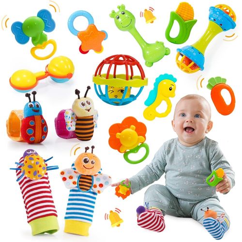 Jouet Bebe 0 3 6 9 Mois, Hochet Bebe 0-12 Mois Cadeau Bebe 1 An Jeux Montessori 0-12 Mois Jeux Bebe 1 An Jouet Dentition Bébé Cadeau 0-12 Mois Fille Garçon Jeux Eveil Bebe 0-12 Mois Jouet