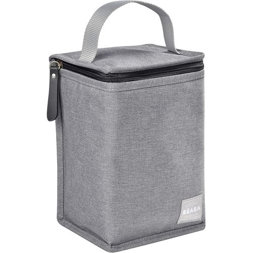 , Pochette Repas Bébé Isotherme, Rangement Biberons Grand Format, Grande Capacité, Transporte Repas Complet, Matière Souple, Pliable, Tissu Imperméable, Gris Chiné