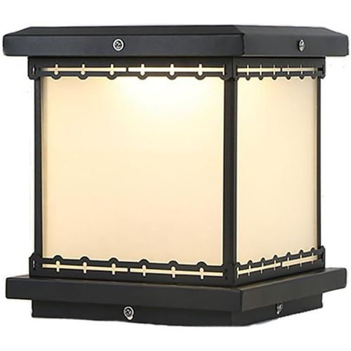 Lampadaire Carré Minimaliste Blanc, Lampe D'extérieur À Colonne, Style Chinois Vintage, Lampe De Table À Pilier, Luminaire De Jardin Moderne, Cour, Clôture, Terrasse, Éclairage Pay R(Dark C