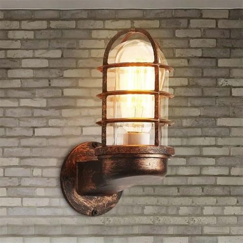 Luminaire Mural Extérieur, Lanterne Murale Extérieure À Douille E26 Étanche, Éclairage D'applique Extérieure De Porche Noir Avec Abat-Jour En Verre For Maison, Garage, Porte, Patio ( Color B )
