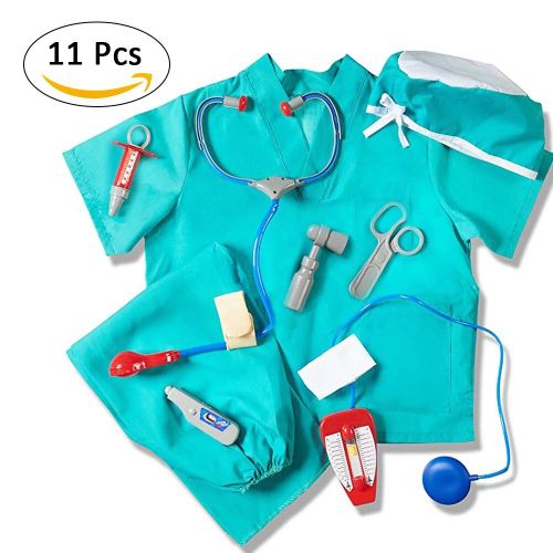 11pcs - Costumes De Cosplay De Dessin Animé Pour Enfants, Vêtements De Médecin Pour La Maternelle, Expérience Professionnelle, Robe Uc, Outils Médicaux