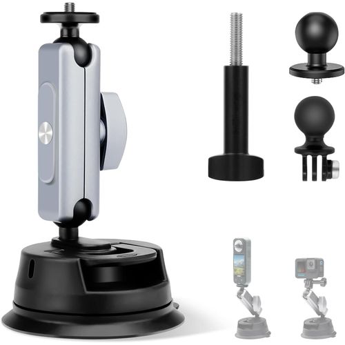 ERSHI-Support Ventouse de Voiture pour Insta-360 X5 X4 X3 X2 / Gopro Hero12 11 10 9 8/DJI DJI Osmo Pocket 2 Action 4/3/2, Support [4