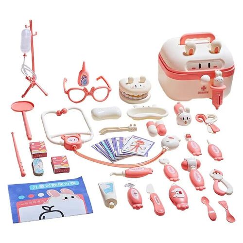 Rose - Ensemble De Jeu De Docteur Pour Enfants, Cosplay Réaliste Pour Enfants, Kit De Médecin Coloré, Résistant À La Chaleur