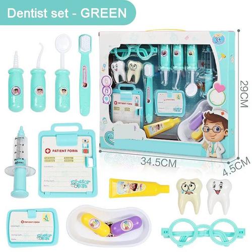Dentisit Green - Ensemble de jeu de dentiste pour enfants, jeu de maison,  jeu de rôle pour filles, Kit médical de simulation d'hôpital, sac  d'infirmière, jouets cadeaux