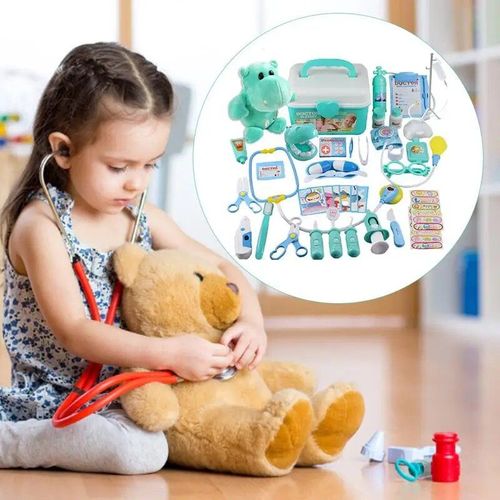 Bleu - Ensemble De Jeu De Médecin Pour Enfants, Kit De Médecin Pour Tout-Petits, Jouets Médicaux Semblant, Étui De Transport, Tout-Petits, Filles, Garçons, 42 Pièces