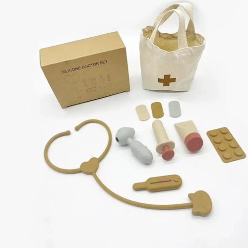 Brun - Ensemble De Jeu De Médecin En Silicone Pour Bébé, Kit D'infirmière, Jouets D'apprentissage Hospitalier, Qualité Alimentaire, Jeu De Simulation Sûr