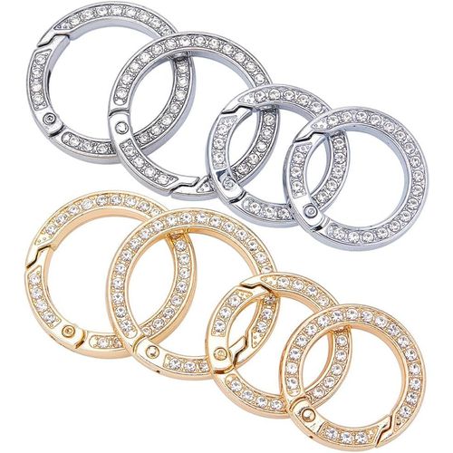 ERSHI-8pcs 4 Styles 2 Tailles Strass O Ring Rond Mousqueton Snap Clip Boucle Platine et Or Clair Bling Gate Anneaux pour Bricolage[5