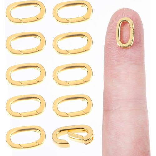 Ershi-10 Pièces Ovale Mousqueton Or Bijoux Fermoir Chaîne Fermoir Bracelet Collier Oreille Goujon Fermoir 14 × 8 Mm Ressort Anneau[8